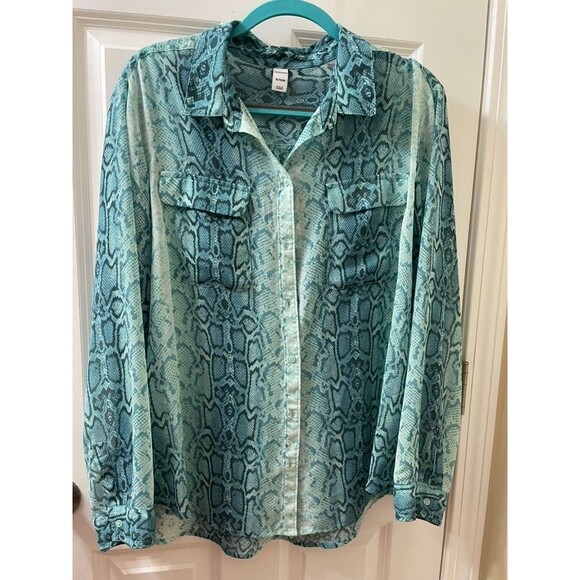 Old Navy Python Snake Print Semi-Sheer Shirt - Picture 1 of 7